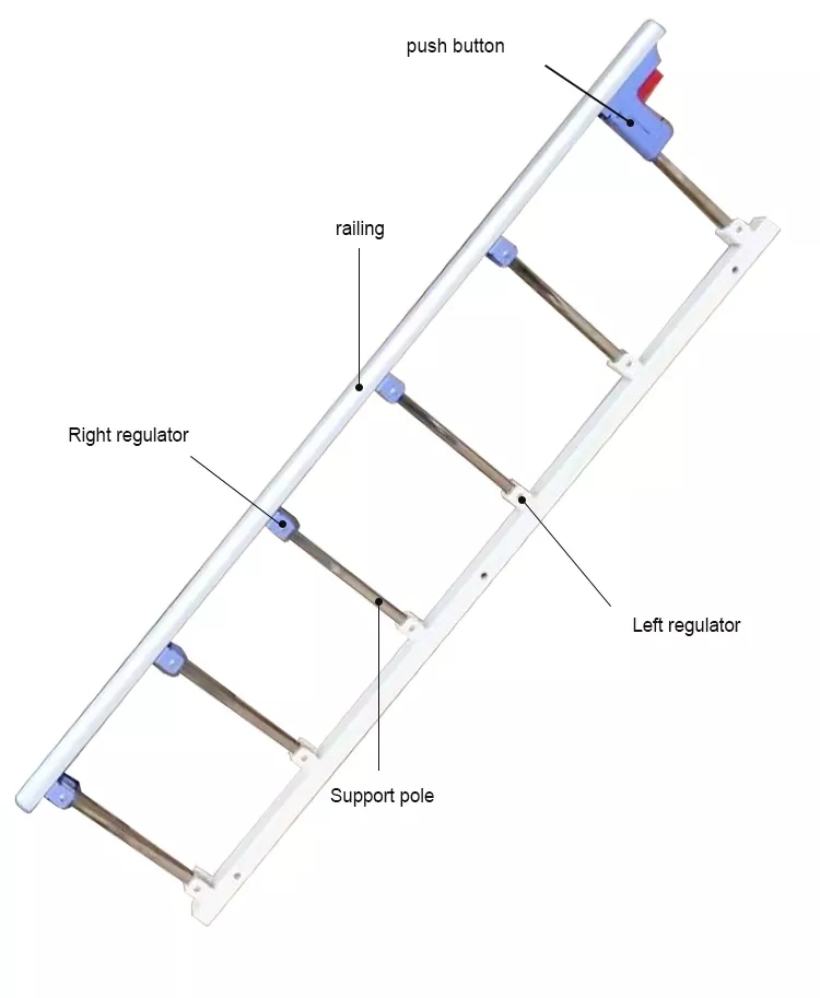 Hospital Bed Accessories Medical Aluminium Alloy Bed Guard Rails with Six Column