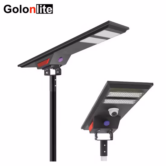 Lâmpada LED externa integrada de 80 W, câmera solar CCTV, iluminação pública com bateria de lítio